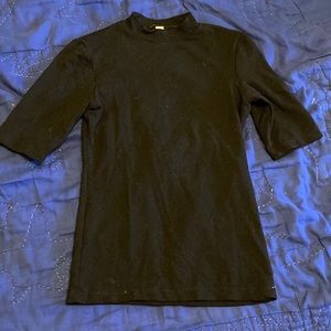 American Apparel bodycon mock neck black viscose top elbow length sleeve size xs